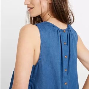 LIKE NEW Madewell Indigo Riverbank Button-Back Top